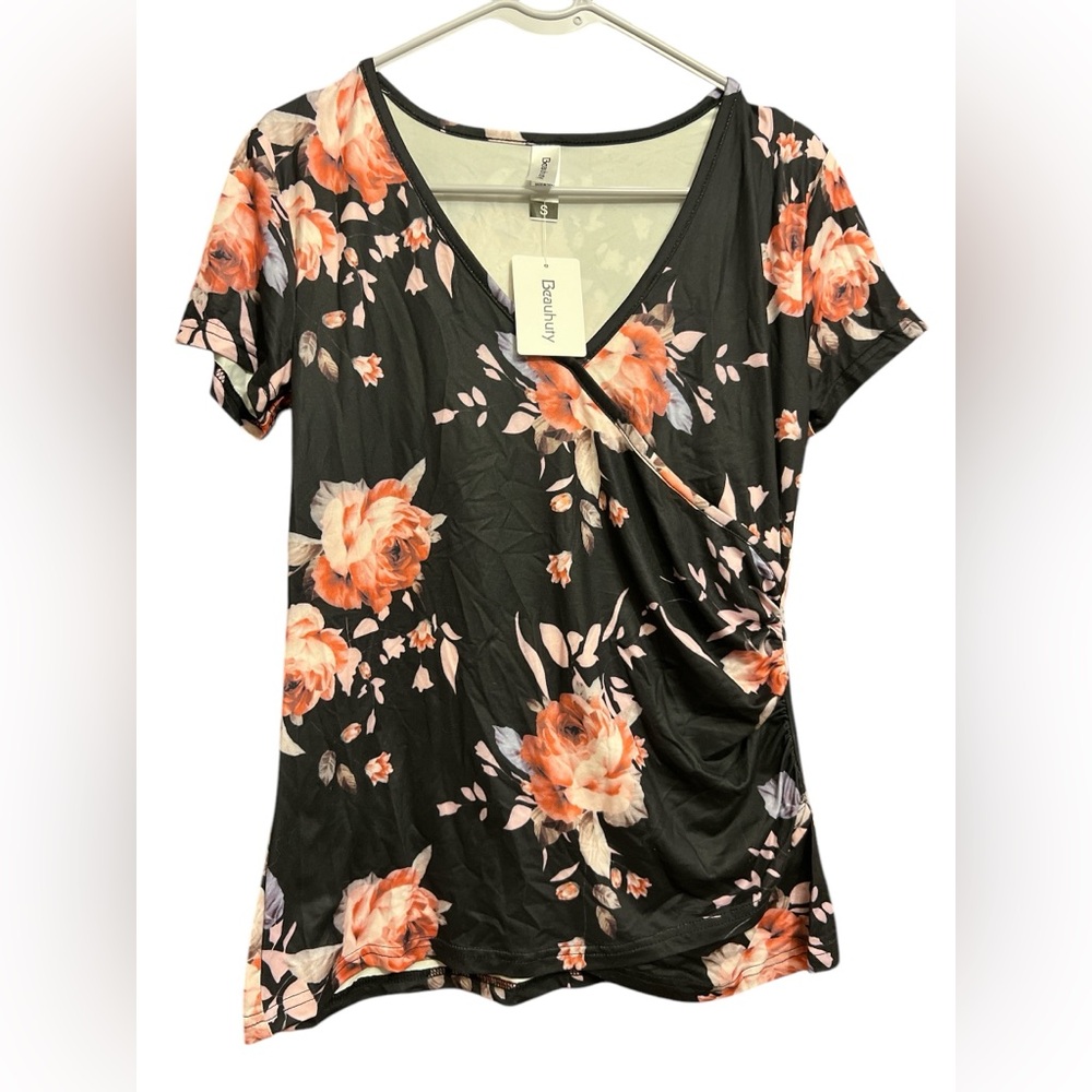 Beauhuty Women's Floral Black Top Size Small